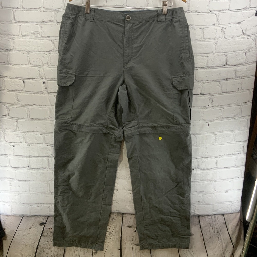 Columbia Nylon Convertible Cargo Pants Mens Sz L x 32 Gray FLAW